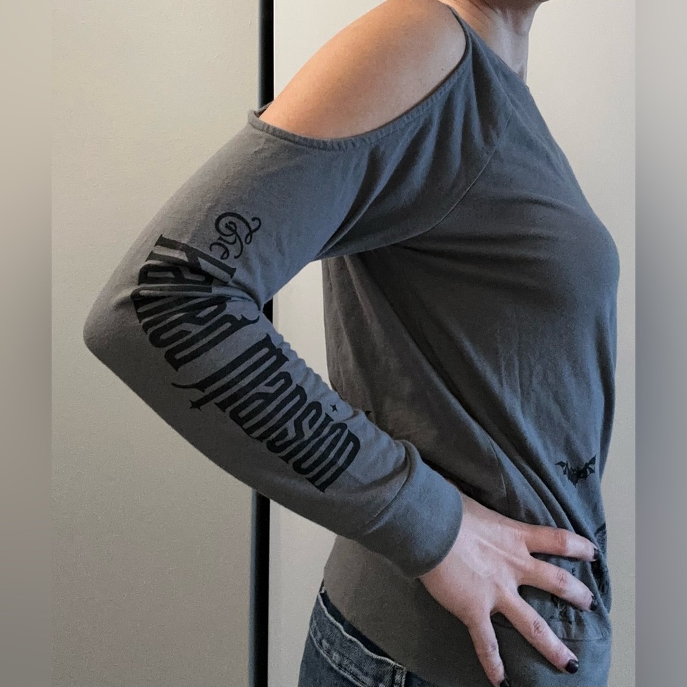 Disney Parks Haunted Mansion Long Sleeve Shirt 👻 | Unisex | Gray | Size M - Picture 5 of 12